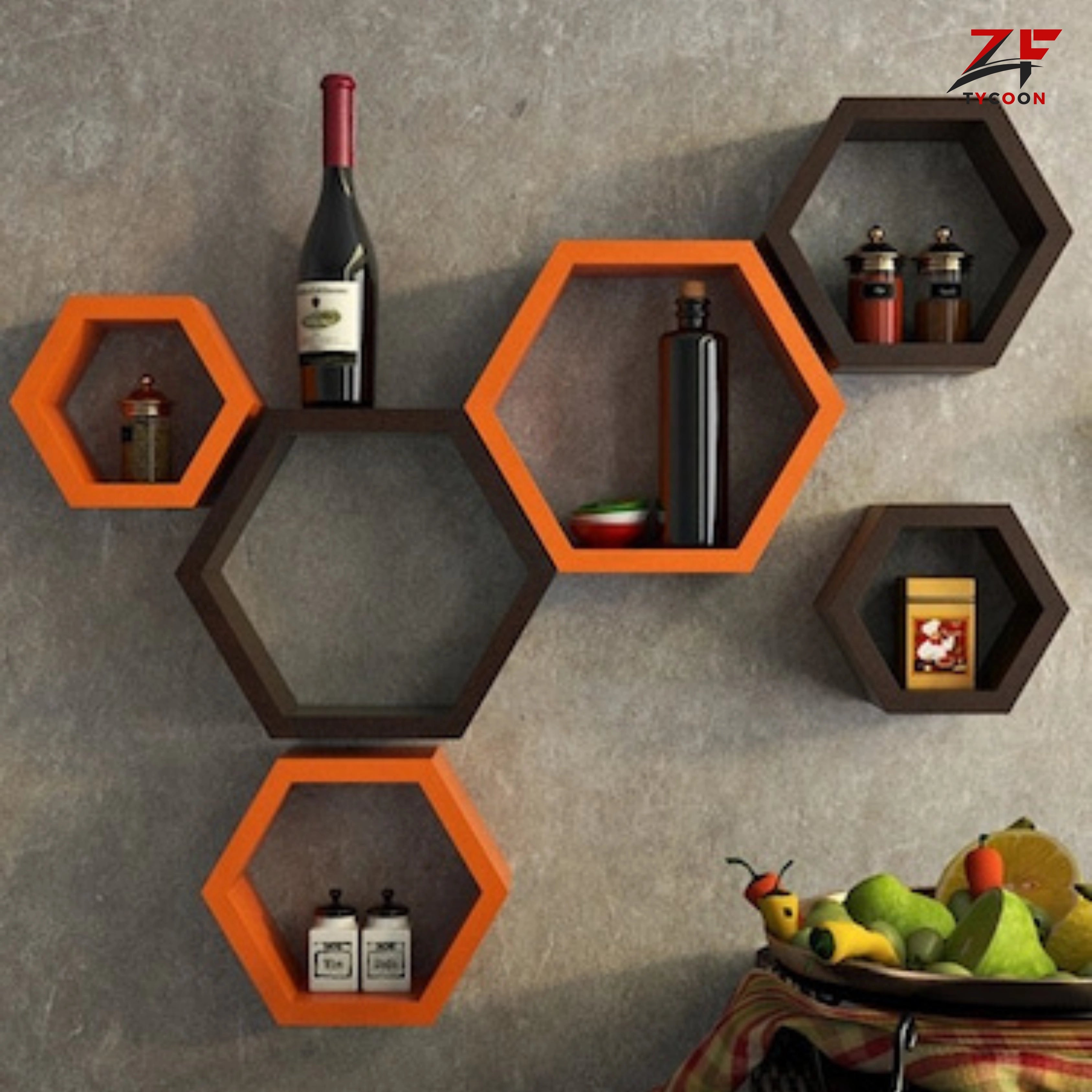 6 HexaHive | Wooden Wall Shelves