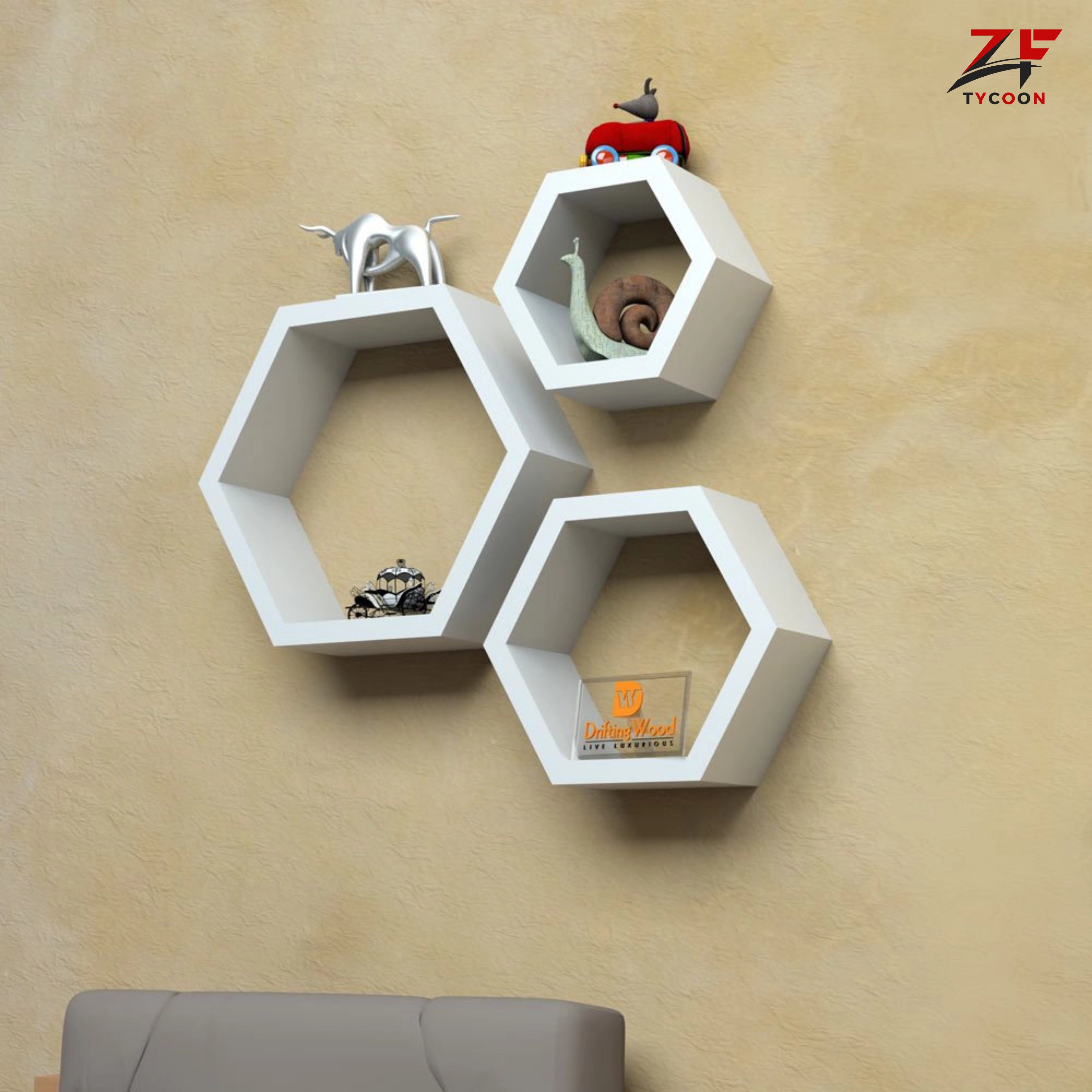 6 HexaHive | Wooden Wall Shelves