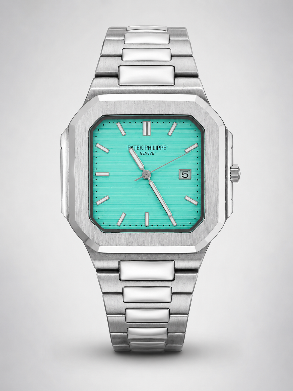 Patek Philippe Square Dial Silver Chain Strap