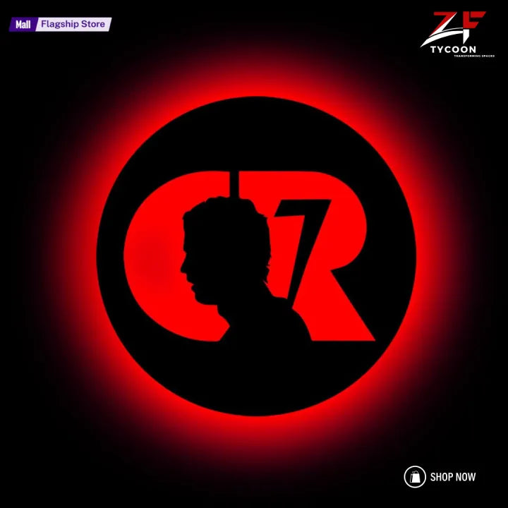 ZF CR7 Logo Backlight Lamp lED Wooden 7mm Zrk Imported Sheet LED Wall Art Gift Superhero