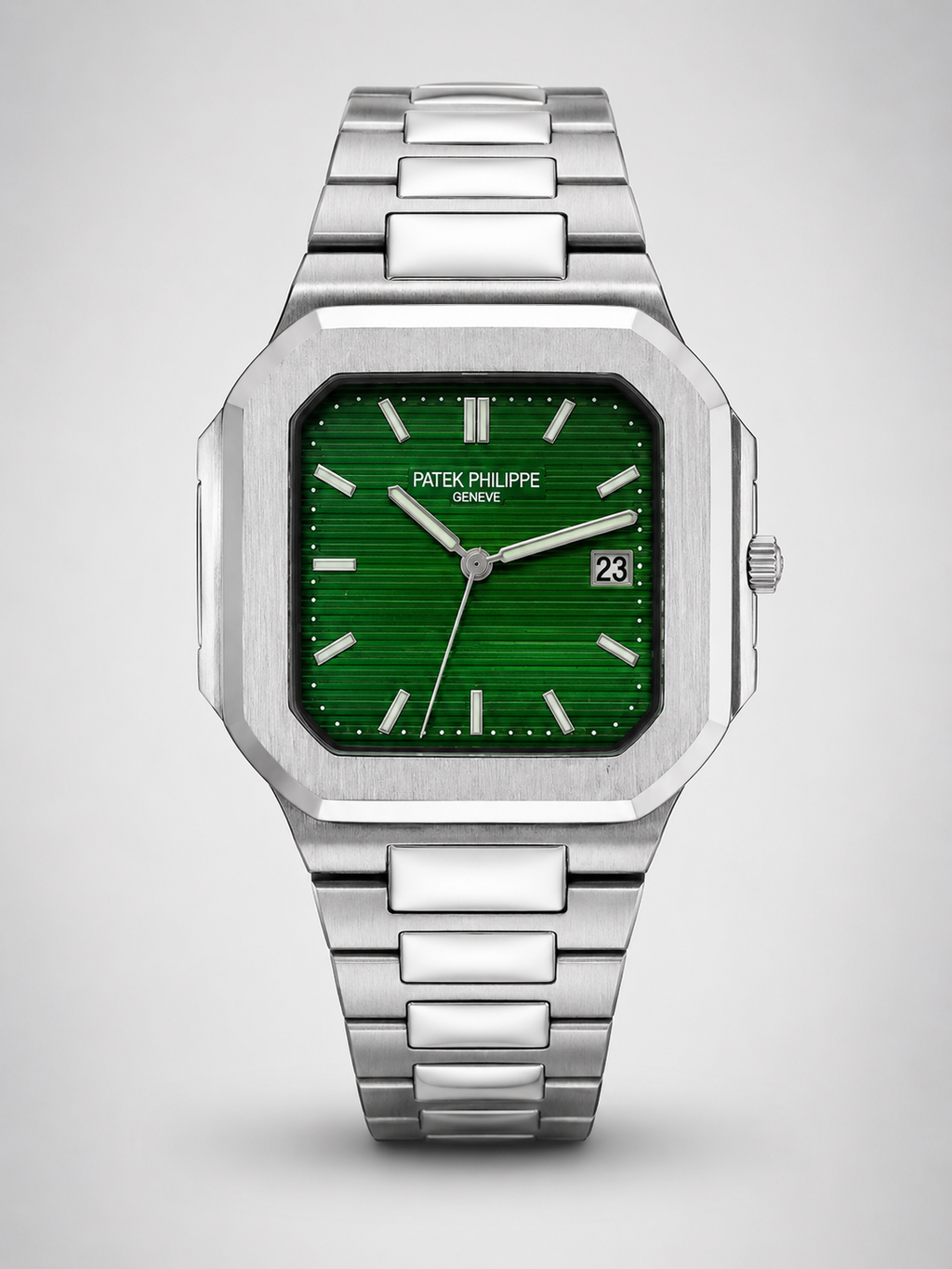 Patek Philippe Square Dial Silver Chain Strap