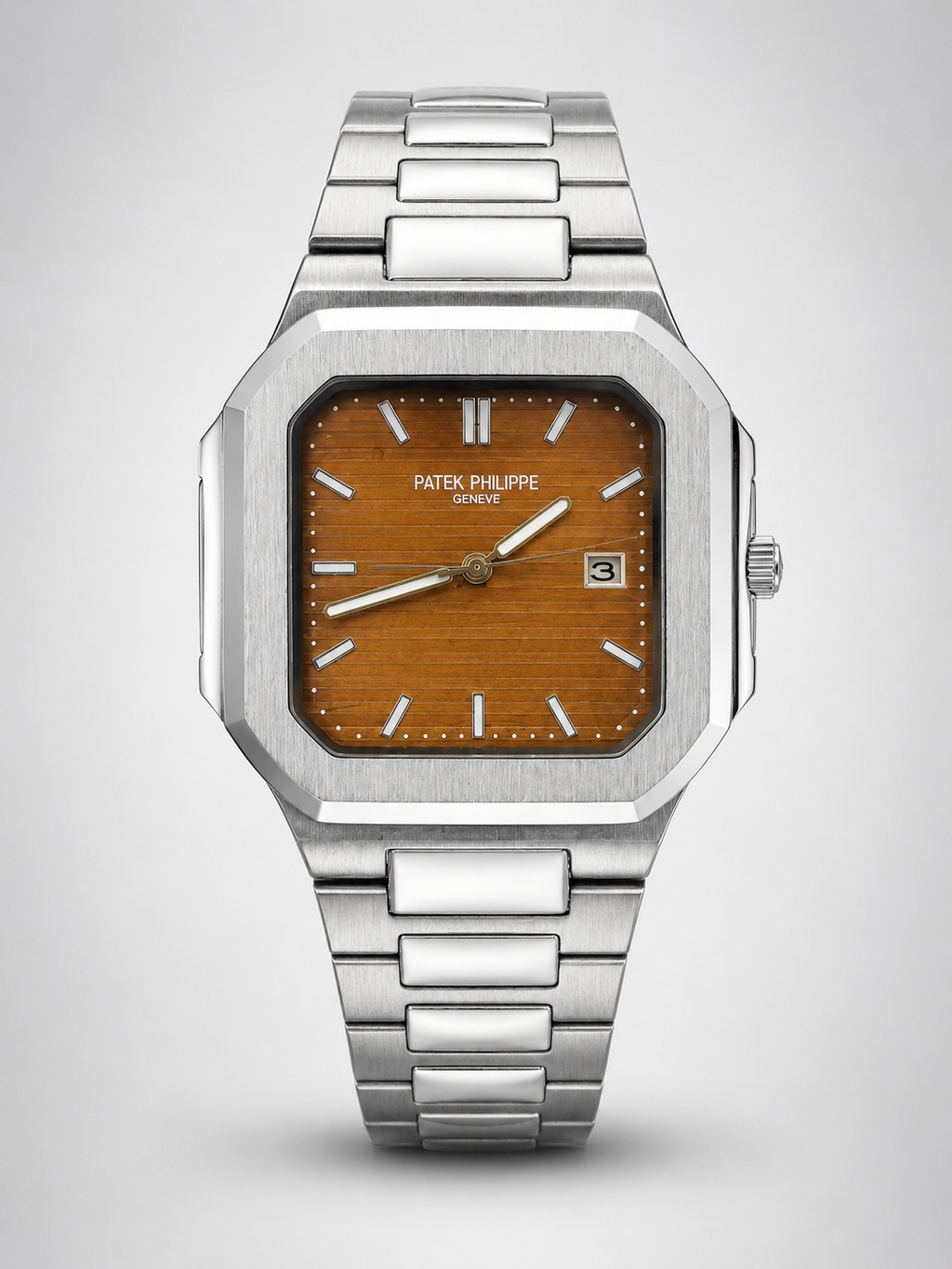Patek Philippe Square Dial Silver Chain Strap