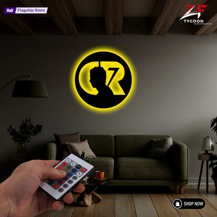ZF CR7 Logo Backlight Lamp lED Wooden 7mm Zrk Imported Sheet LED Wall Art Gift Superhero