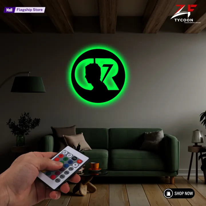 ZF CR7 Logo Backlight Lamp lED Wooden 7mm Zrk Imported Sheet LED Wall Art Gift Superhero
