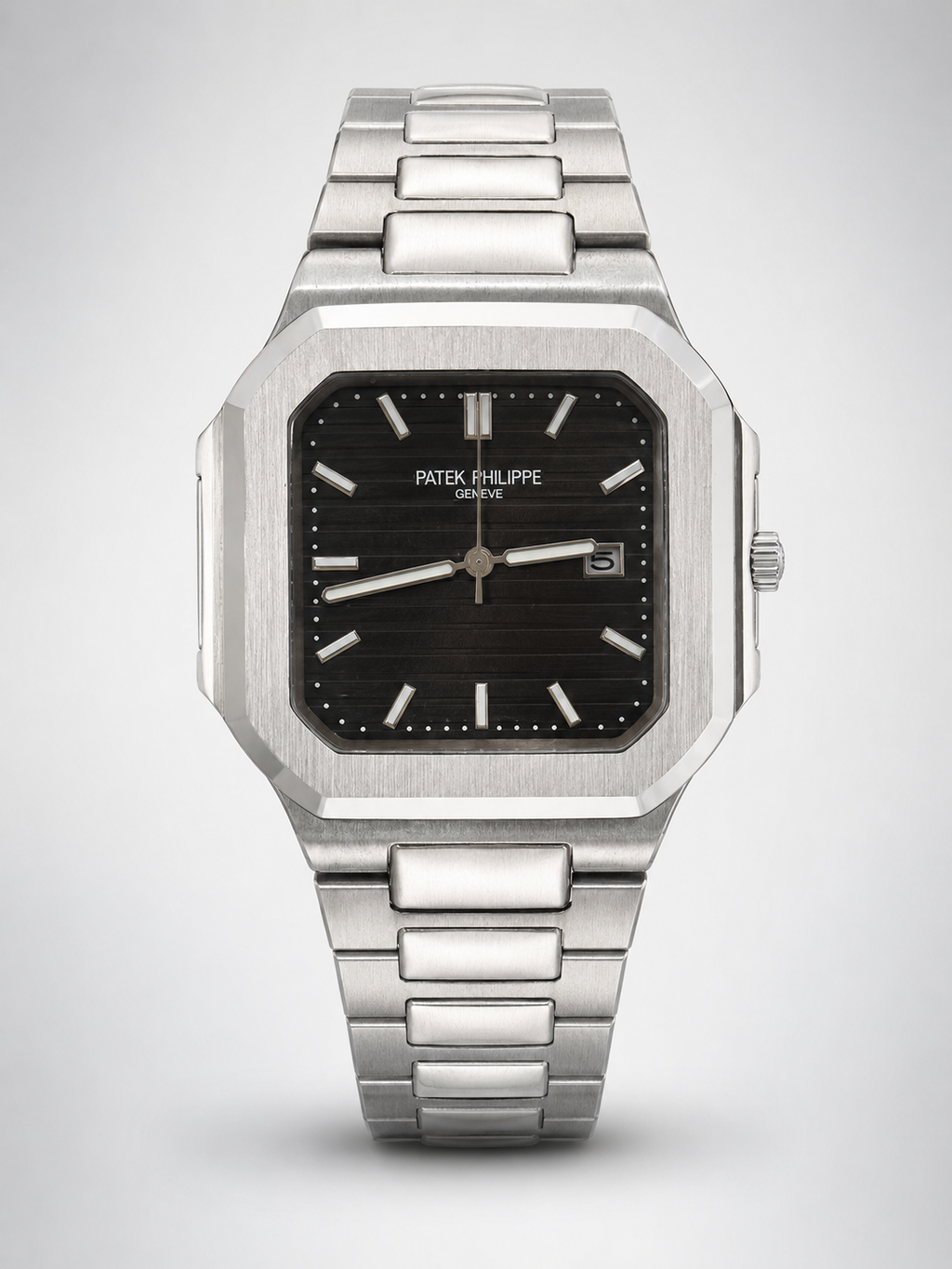 Patek Philippe Square Dial Silver Chain Strap