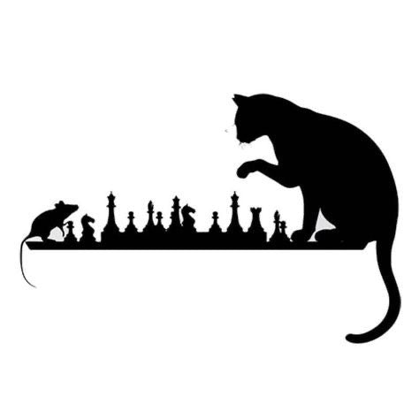 Cat & Mouse Playing Chess | Chessboard | Wall Art