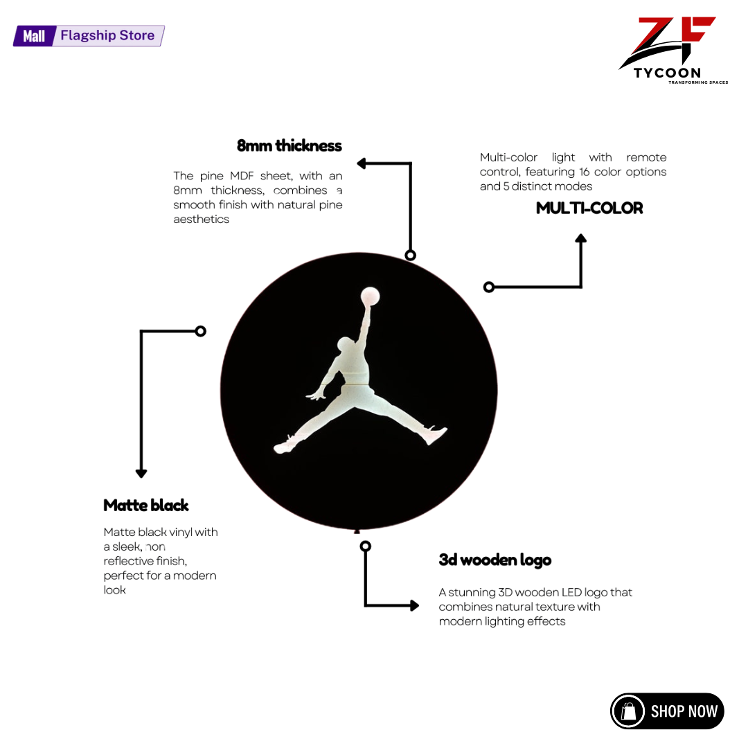 ZF Michael Jordan Jumpman Round Wooden 7mm thickness Imported ZRK