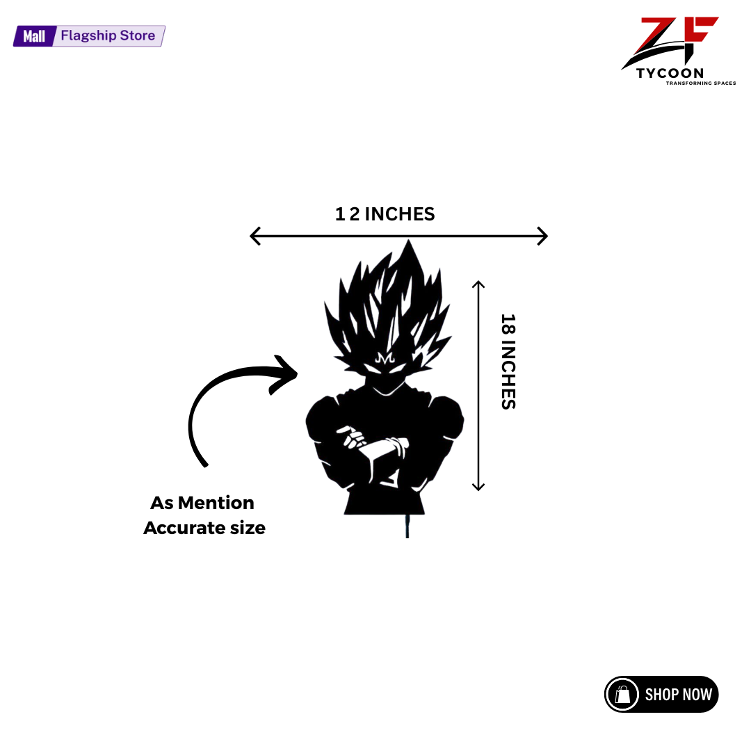 ZF Anime vegeta – goku Cartoon 3D Wall Art Design LED Wooden 7mm Zrk