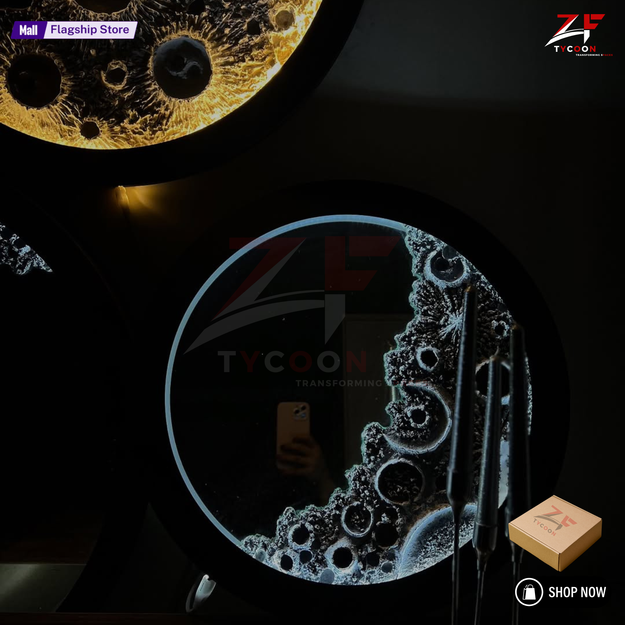 ZF Illuminated moon wall Lamp Designer Creative Art Living Room Wall Hanging Round Moon Decorative Wall Lamp