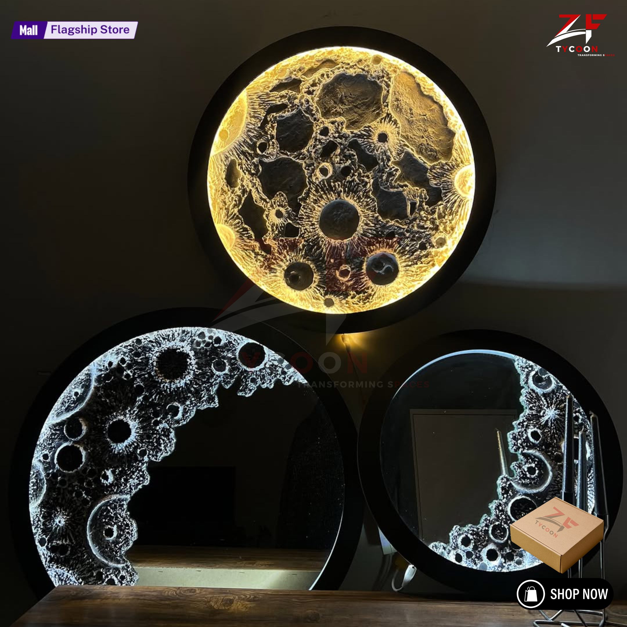 ZF Illuminated moon wall Lamp Designer Creative Art Living Room Wall Hanging Round Moon Decorative Wall Lamp
