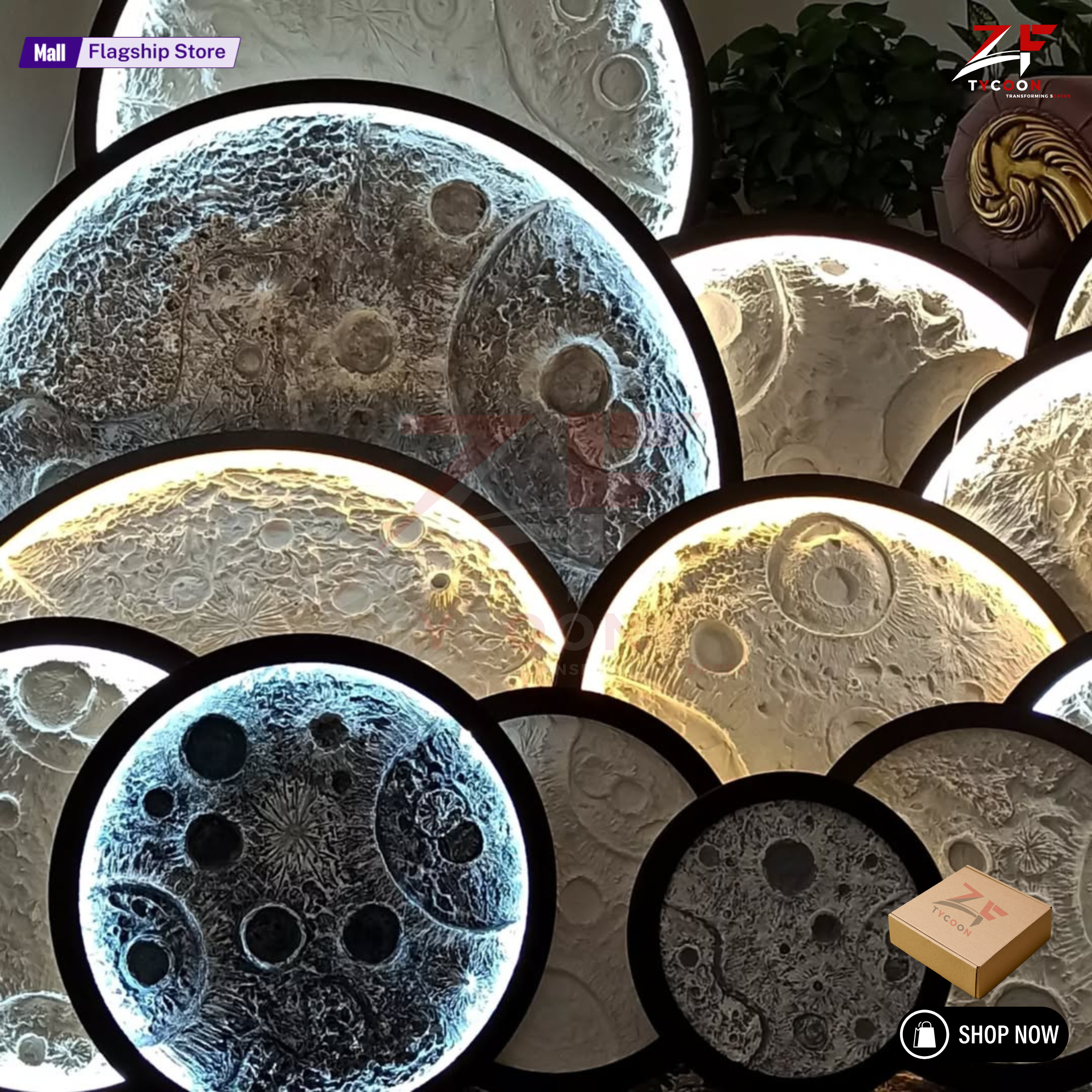 ZF Illuminated moon wall Lamp Designer Creative Art Living Room Wall Hanging Round Moon Decorative Wall Lamp