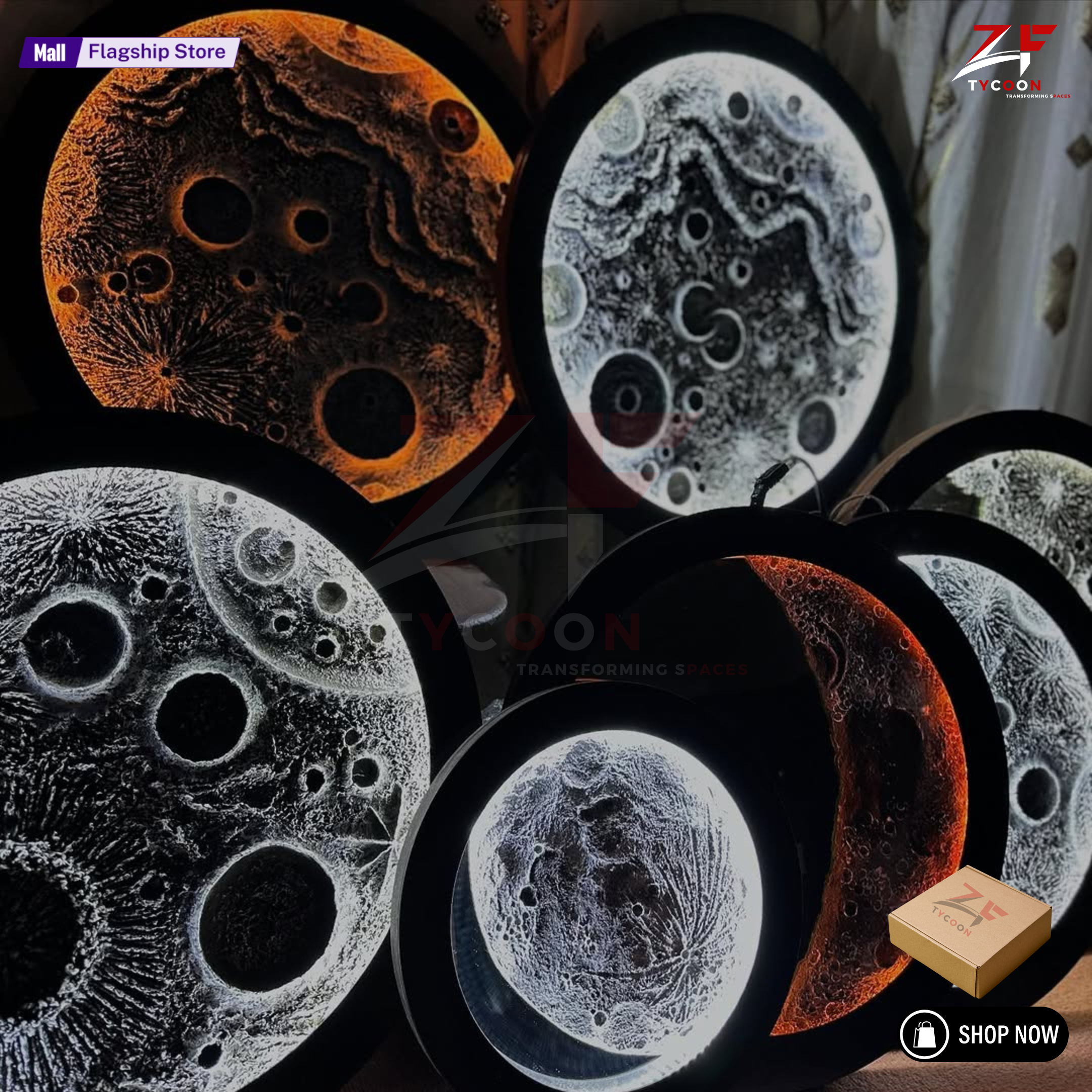 ZF Illuminated moon wall Lamp Designer Creative Art Living Room Wall Hanging Round Moon Decorative Wall Lamp