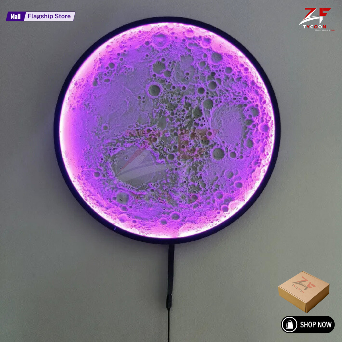 ZF Illuminated moon wall Lamp Designer Creative Art Living Room Wall Hanging Round Moon Decorative Wall Lamp