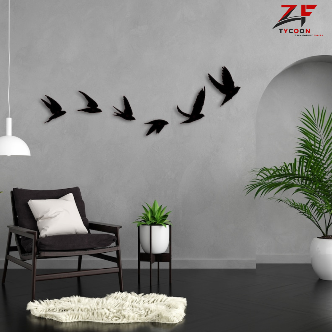 ZF Wall Decor Pack of 6 Birds, Wodd Birds Wall Decor, woodl Birds Family Home Decor, Minimalist Line Art, Line Wall Art, wood Animal Wall Decor, Gift