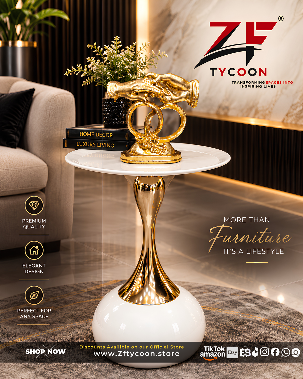 ZF Luxury Nesting Table Decor & Modern Side Table 1 pcs 105