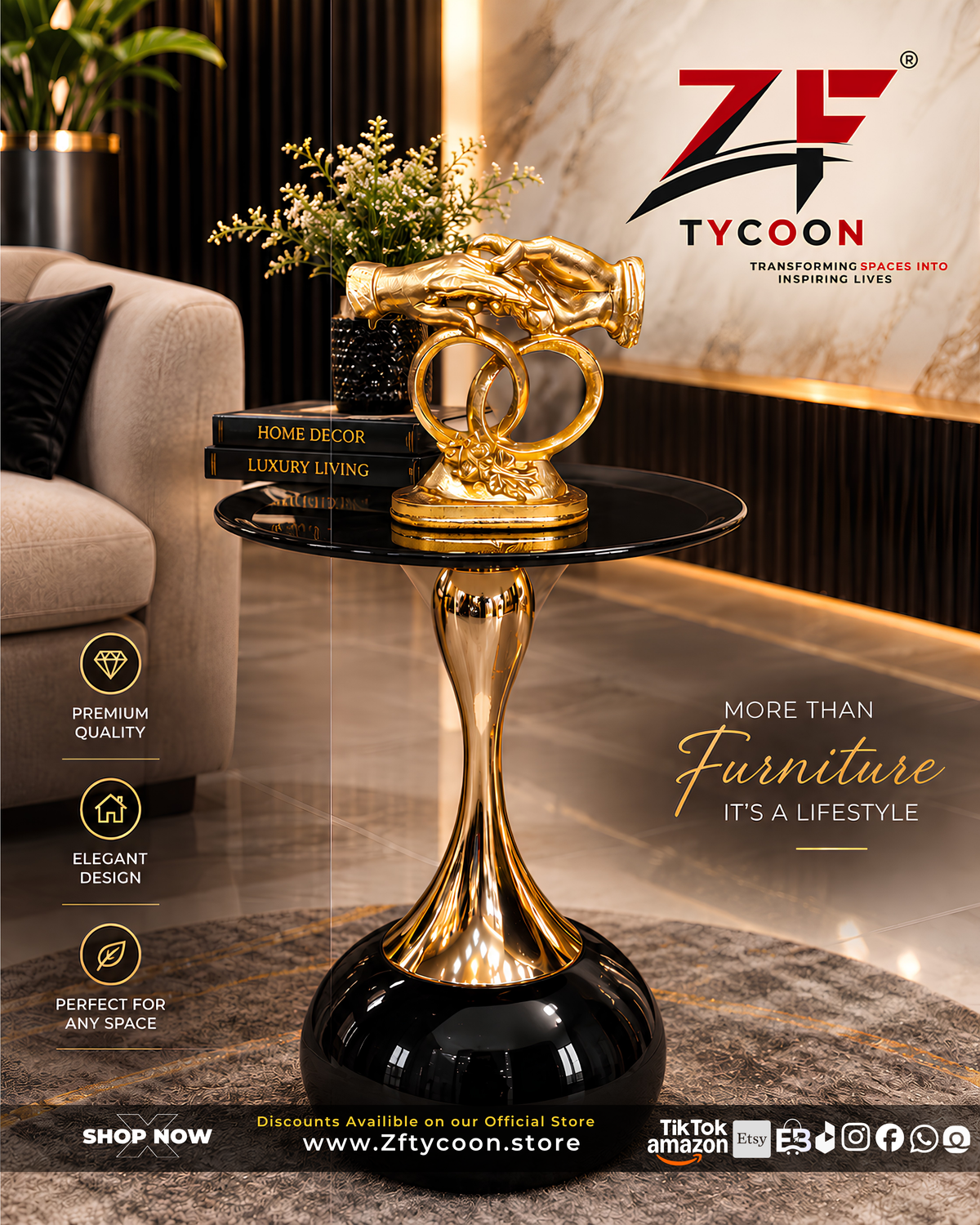 ZF Luxury Nesting Table Decor & Modern Side Table 1 pcs 105