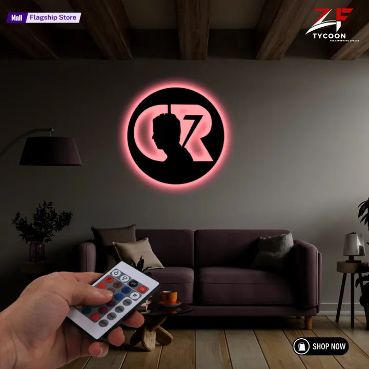 ZF CR7 Logo Backlight Lamp lED Wooden 7mm Zrk Imported Sheet LED Wall Art Gift Superhero
