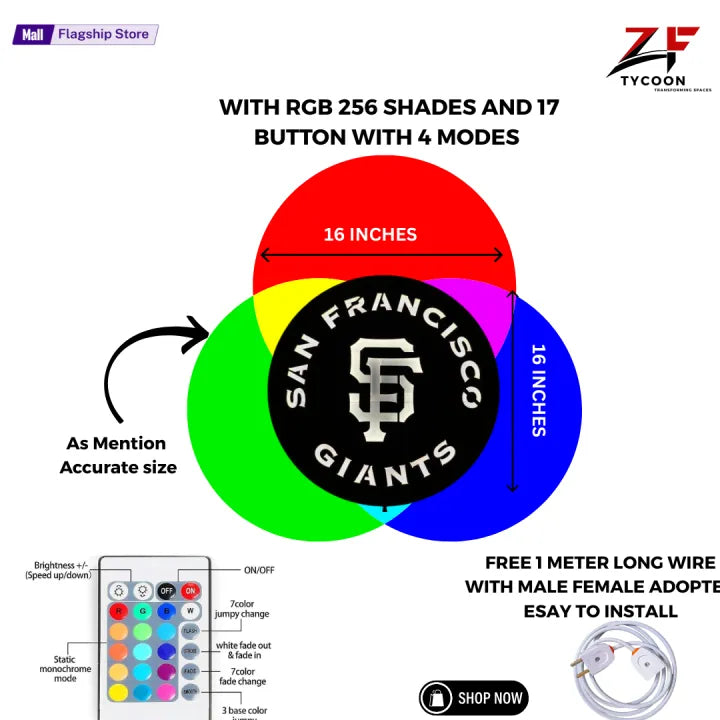 ZF San Francisco Giants Led Sign,Wooden 7mm Zrk Imported Sheet SfGiants Wall Art