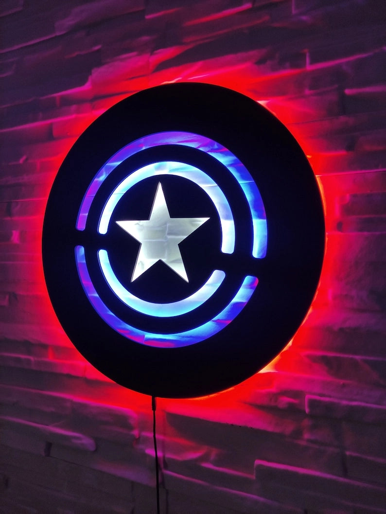 Captain America Shield | Glowing Wall Art