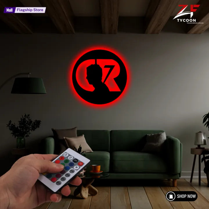 ZF CR7 Logo Backlight Lamp lED Wooden 7mm Zrk Imported Sheet LED Wall Art Gift Superhero
