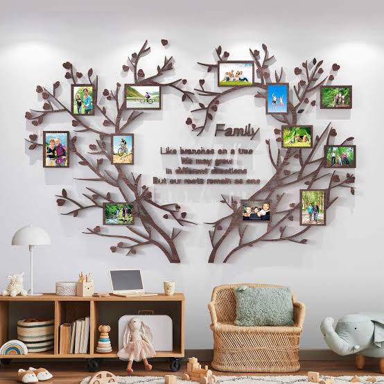 Family Wall Display heart With 12 Frames