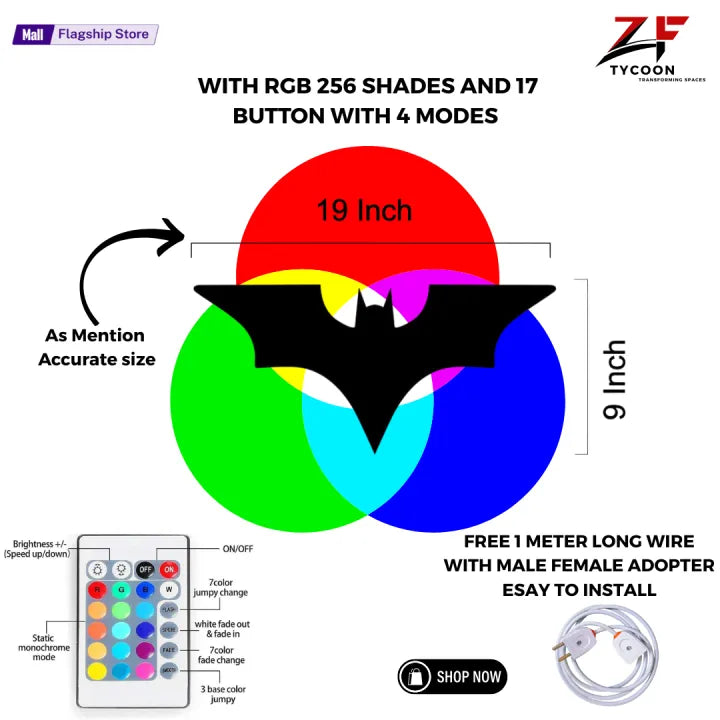 ZF 3D Batman Led Wall Lamp Wooden ZRK 7mm Thickness