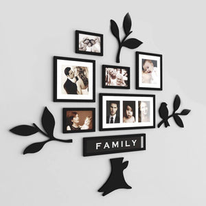 Family Tree Wall Art 3D Wooden Wall Family Tree With Picture Large Size 5-6 Frames, Wooden Family Tree Photos Frame, Modern Ghar Ka decor