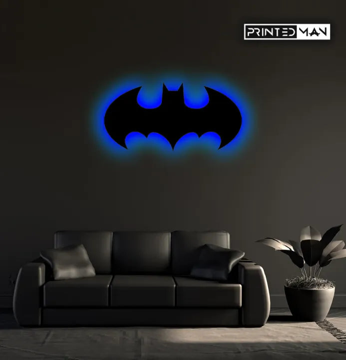 ZF Wooden Batman LED Wall Lamp, Comic Lover, Bat Cave, Night Lamp, for Gift, Kids Room, Gaming Setup, Gaming Room, Man Cave,Led Lamp,Trendy Decore