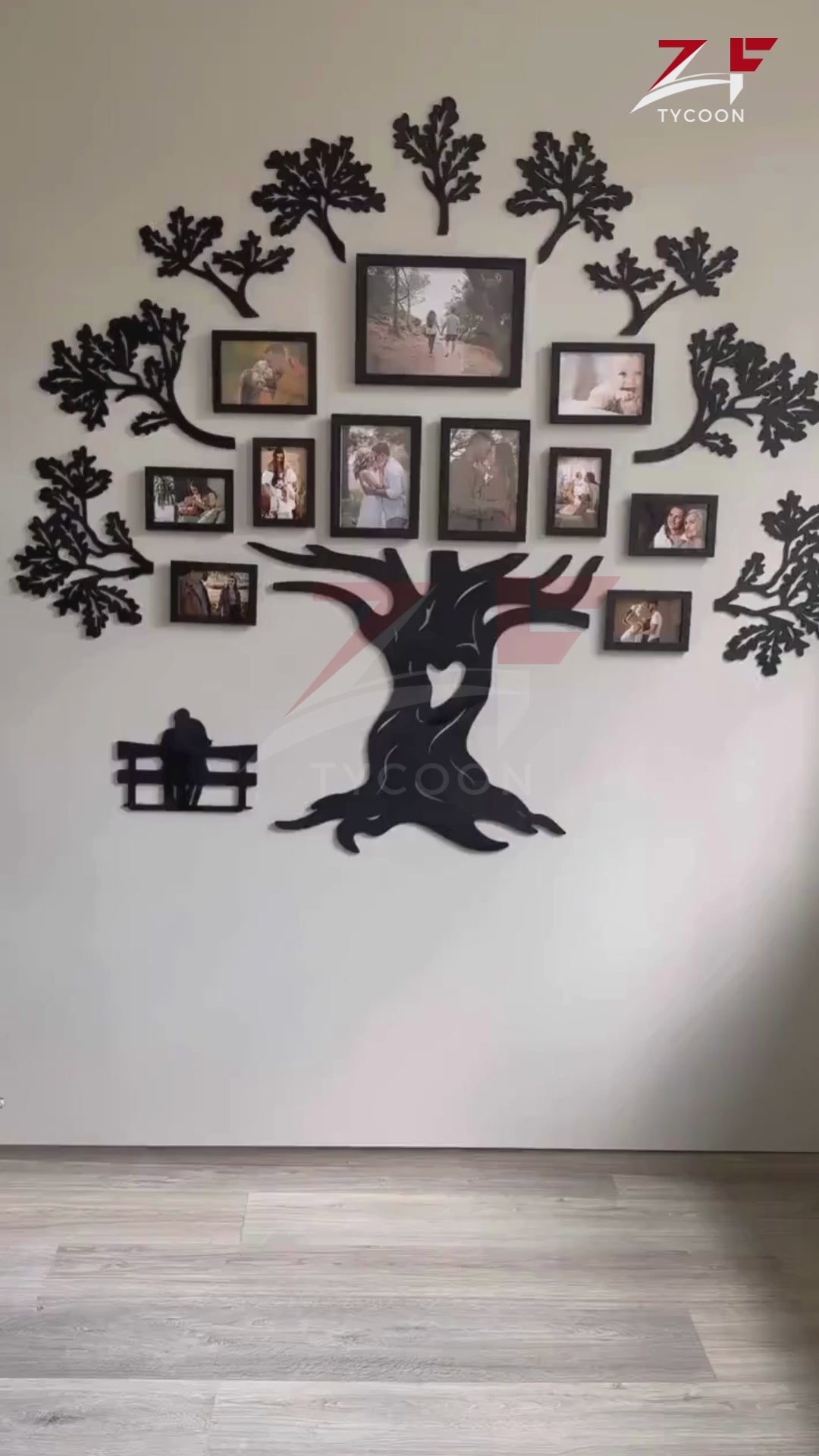ZF Tree Wall Decor, Family Tree Wall Art, Wooden Family Tree With Photo 10-12 Frames, Large Tree Of Life Wall Decor, Collage Picture Frames