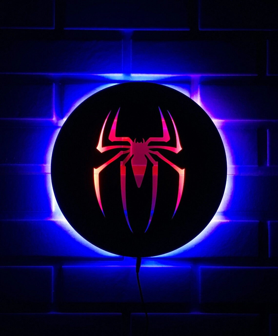 ZF Spider-Man 16X16 Wood Led Sign , Decors uperhero Wall Decor Spiderman 3D LED Night LED Light - Spider Logo Wall Decor, Iconic Spider Emblem Light for Themed Rooms and Collectors , Christmas Gift