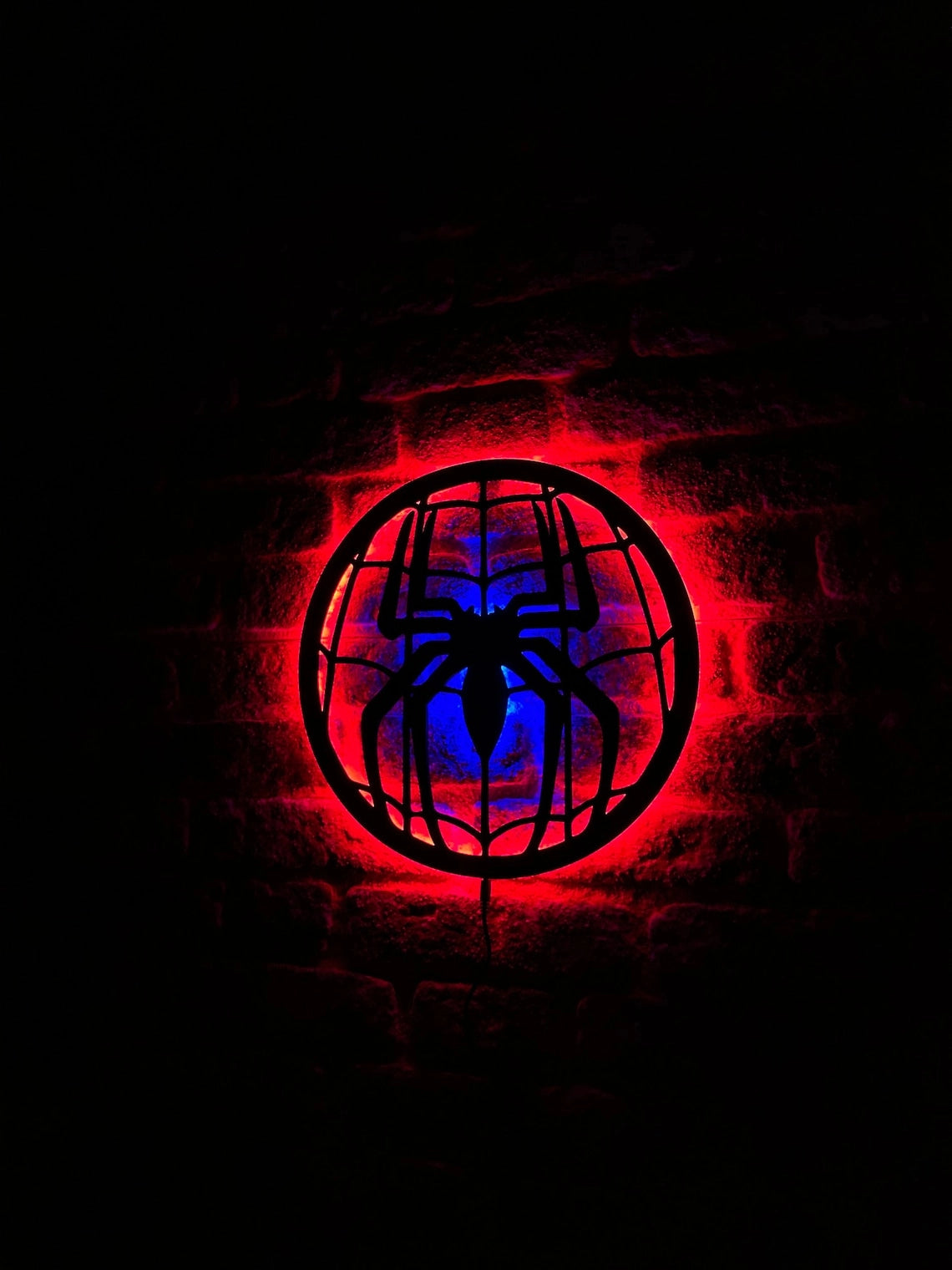 ZF Spider-Man 16X16 Wood Led Sign , Decors uperhero Wall Decor Spiderman 3D LED Night LED Light - Spider Logo Wall Decor, Iconic Spider Emblem Light for Themed Rooms and Collectors , Christmas Gift